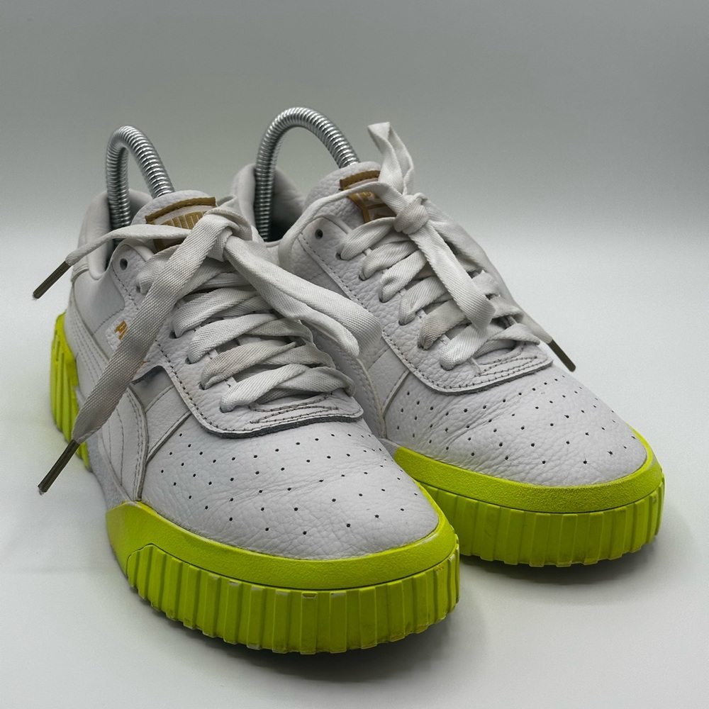 Puma Carina Leather Neon Yellow Sole